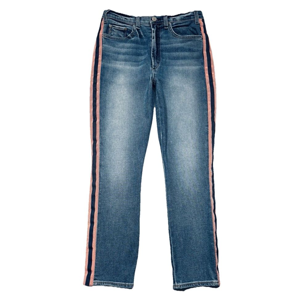 McGuire High Rise Ankle Jeans 29 (29x26) Blue Navy Salmon Stripe Denim Womens - Picture 2 of 11